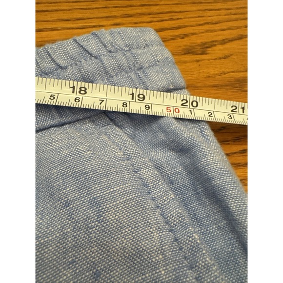 Talbots 100% Linen Pants Size 2XP Blue Coastal Pockets Pull On Elastic Waist - Picture 8 of 10